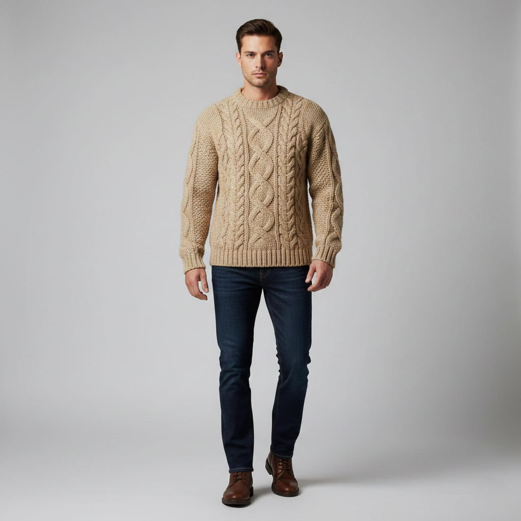 Sweater with Cable Knit Design