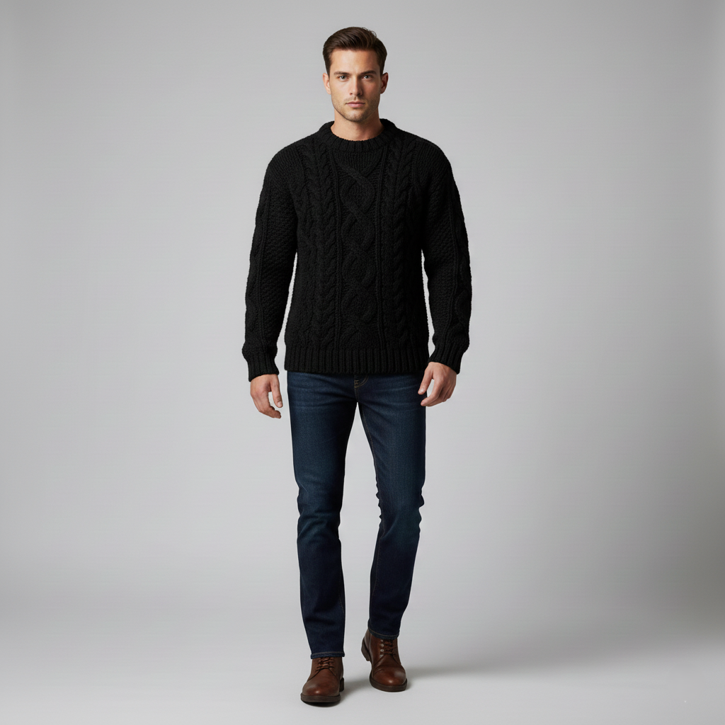 Sweater with Cable Knit Design