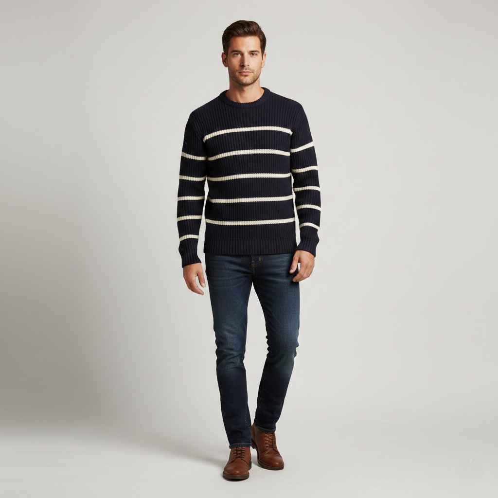 Sweater with Striped Design
