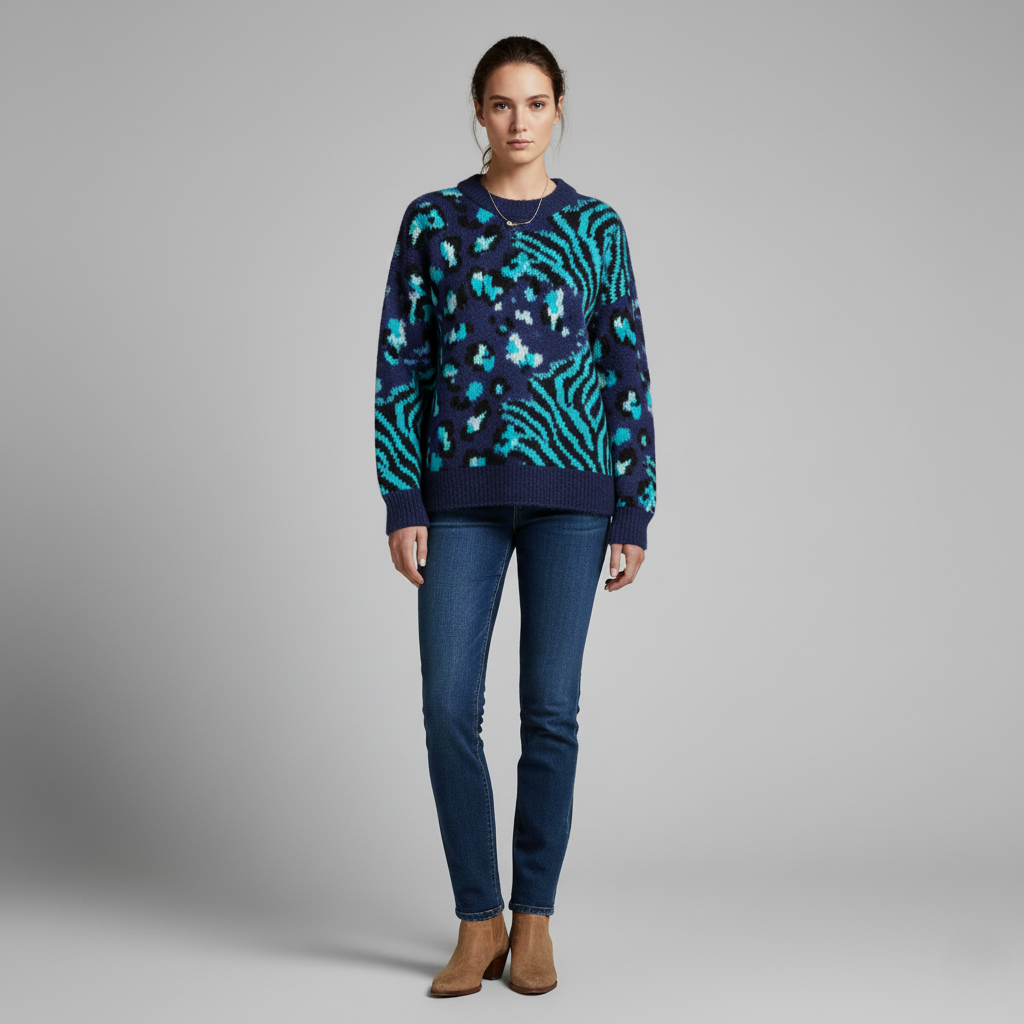Sweater with Leopard and Zebra Print
