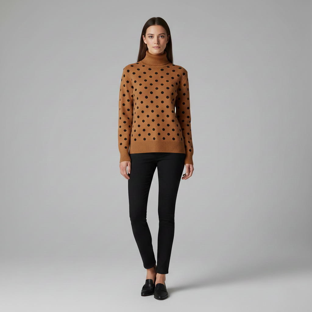 Turtleneck Sweater with Polka Dots