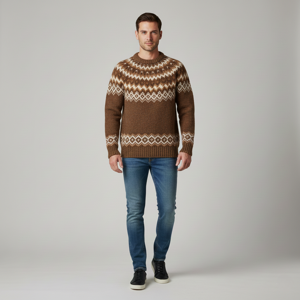 Sweater with Jacquard Patterned