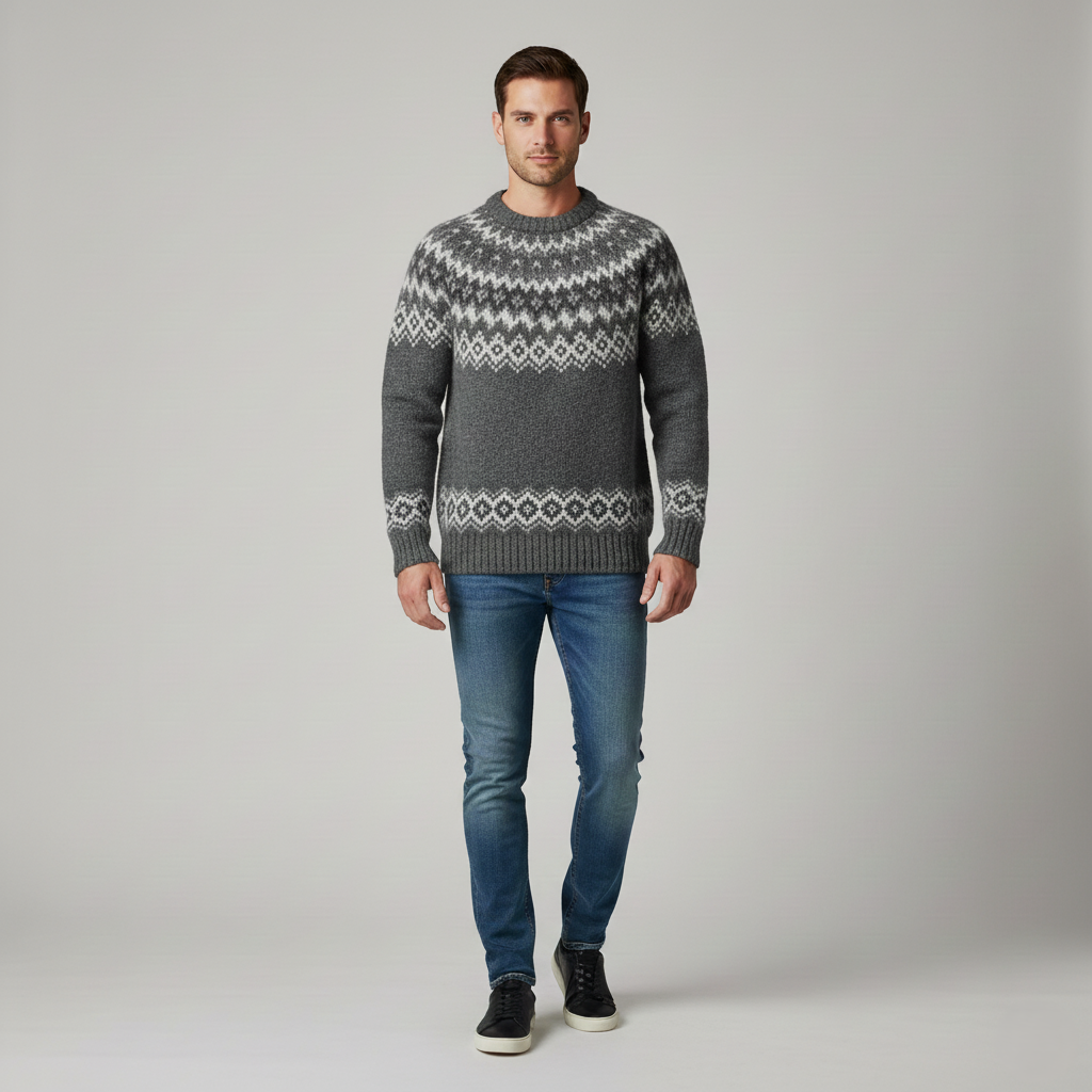Sweater with Jacquard Patterned