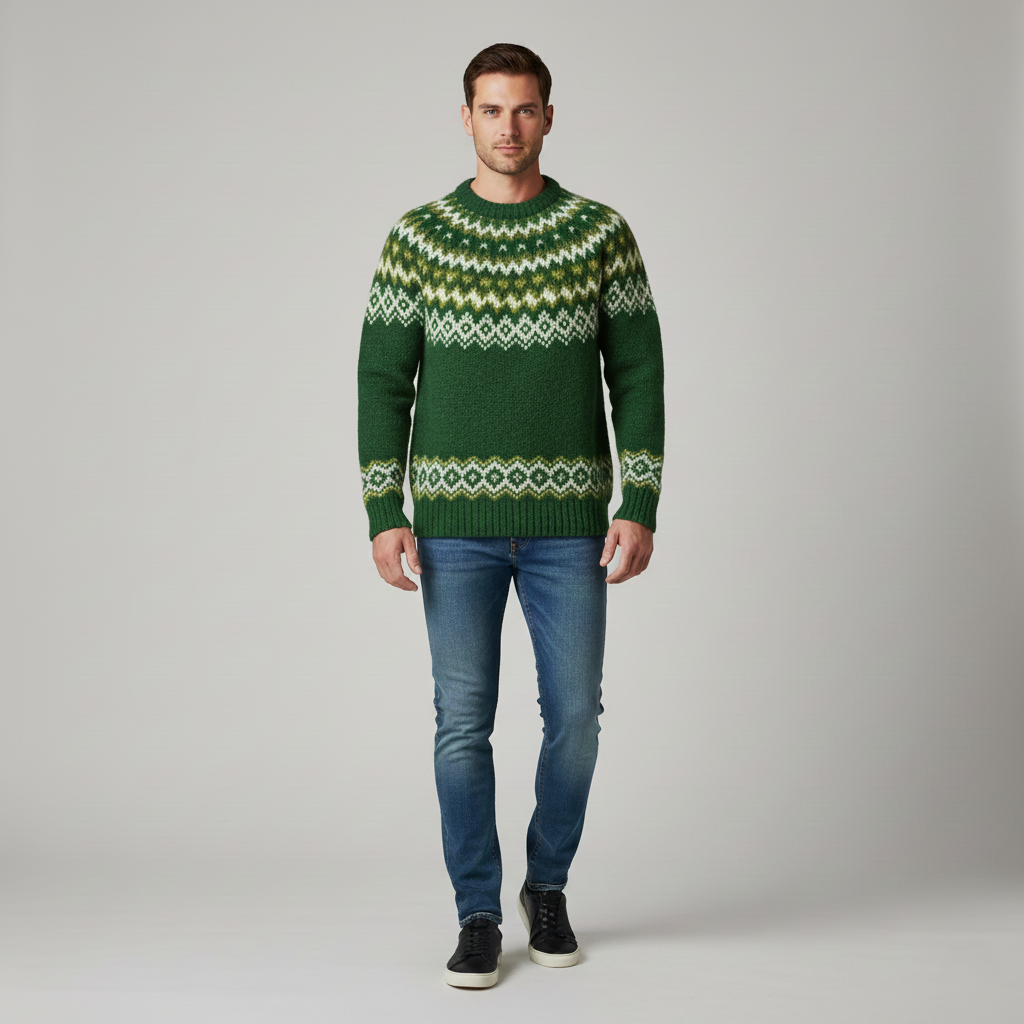 Sweater with Jacquard Patterned