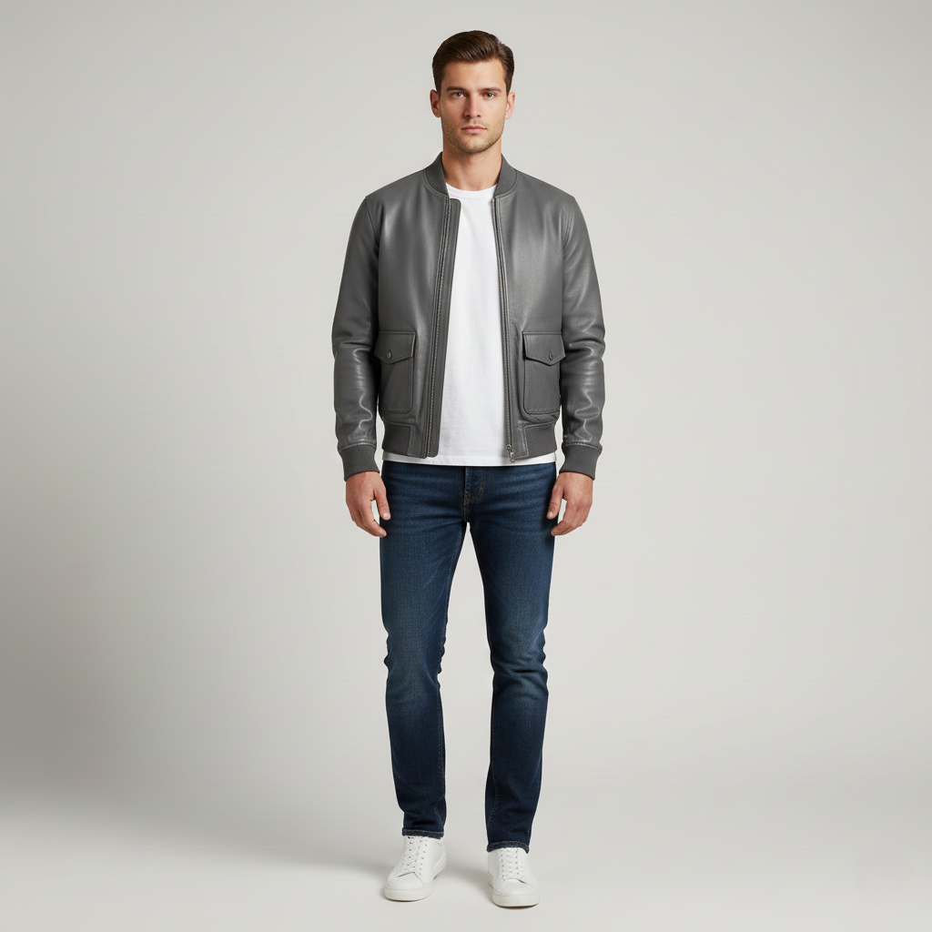 Leather Bomber Jacket