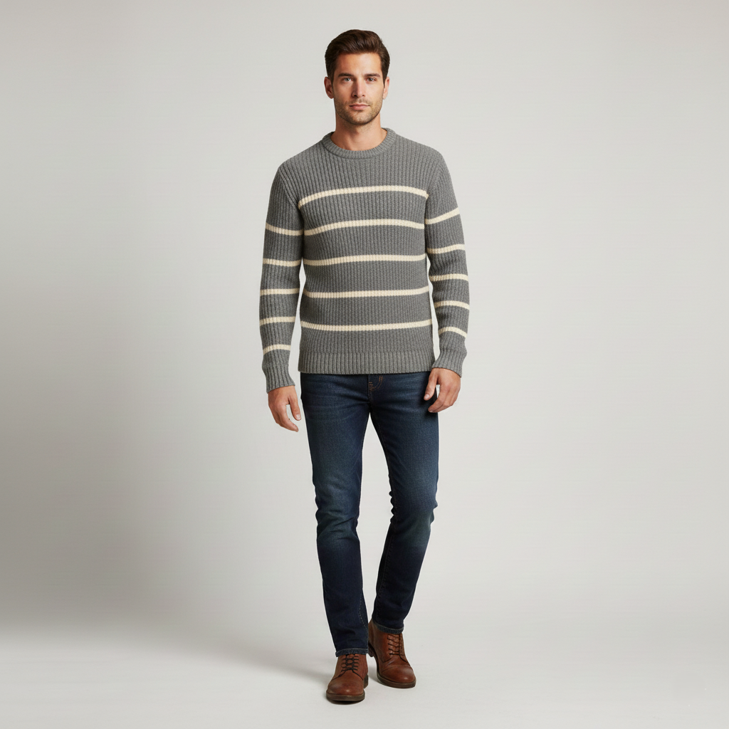 Sweater with Striped Design