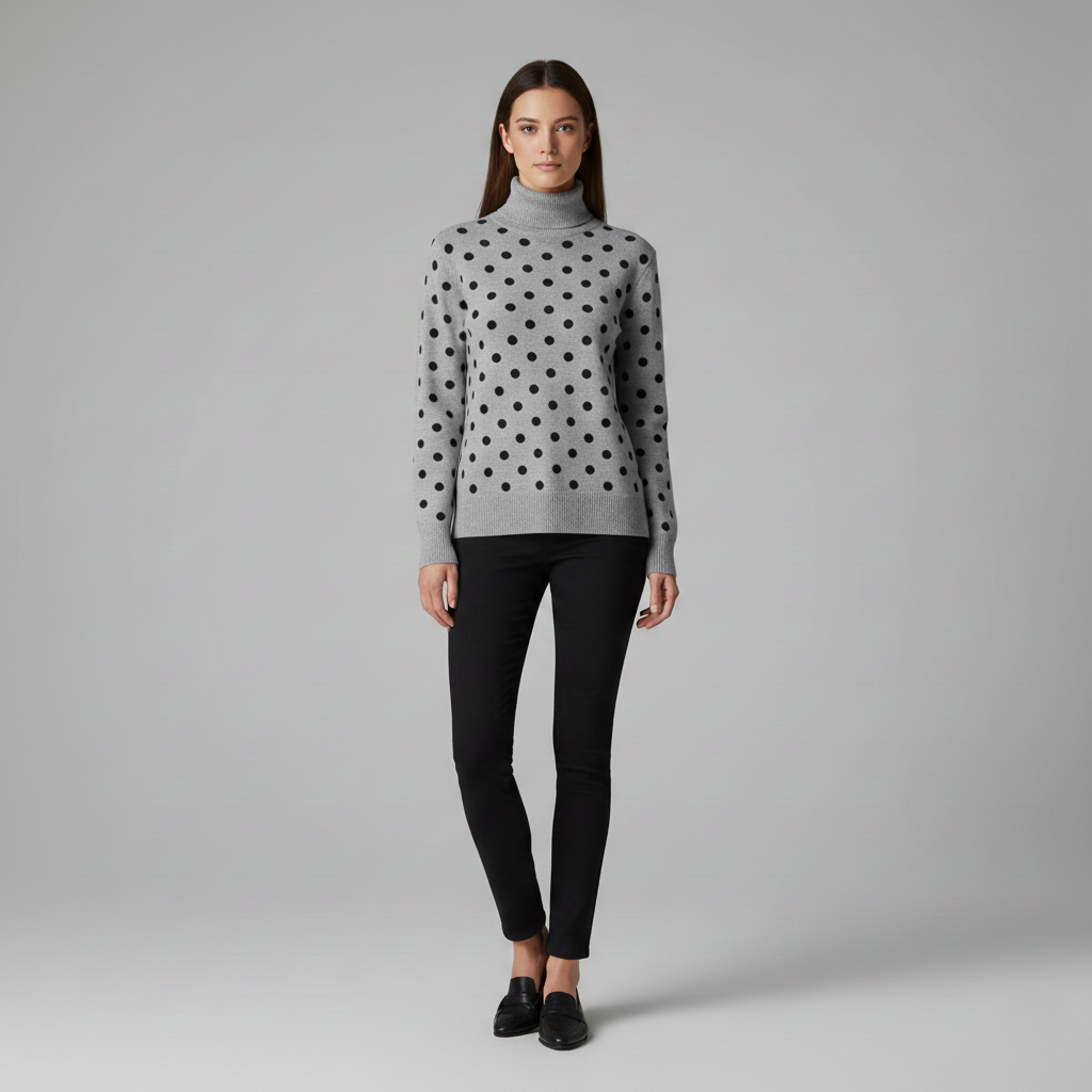 Turtleneck Sweater with Polka Dots
