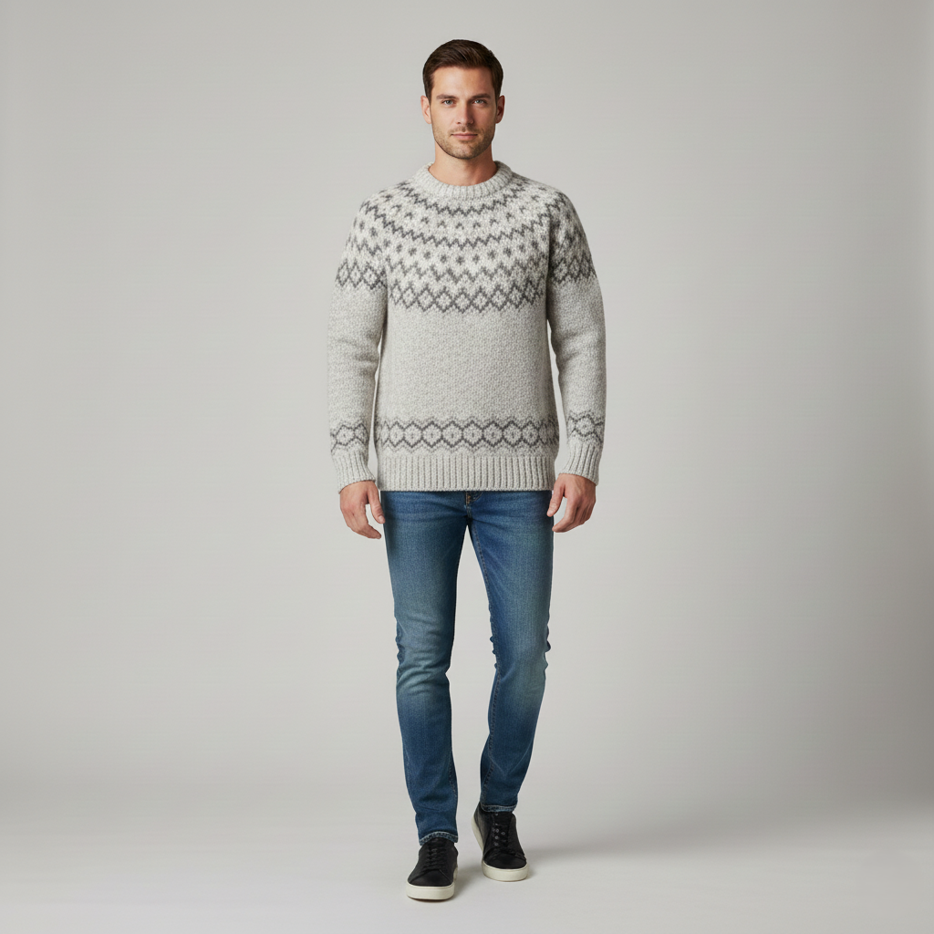 Sweater with Jacquard Patterned