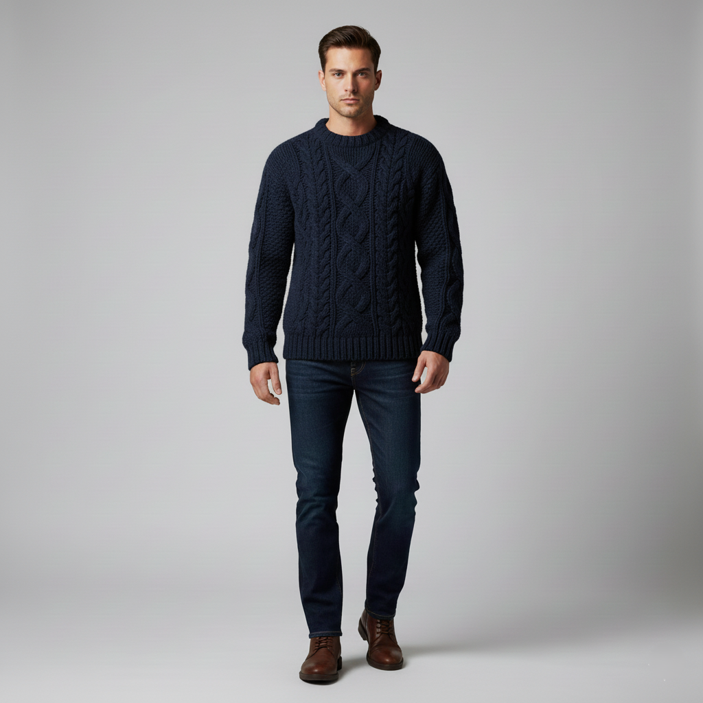 Sweater with Cable Knit Design