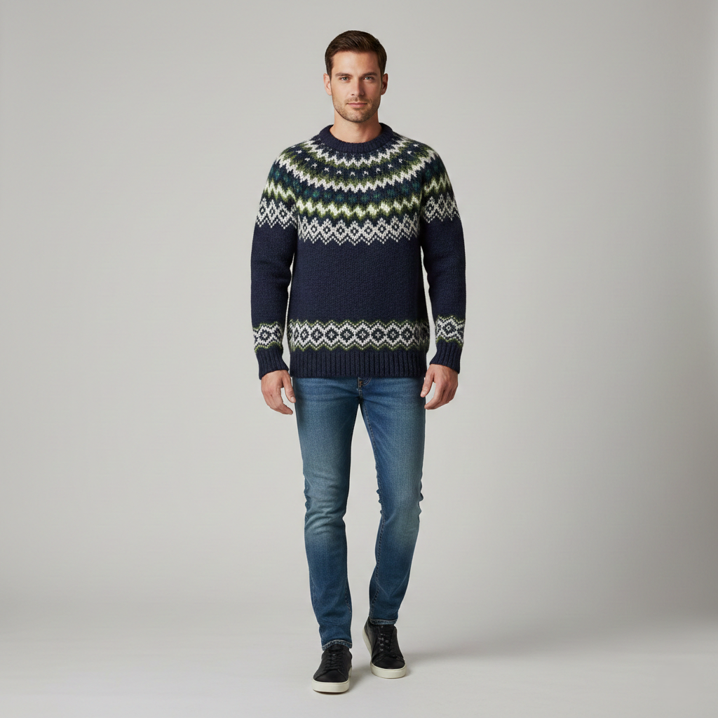 Sweater with Jacquard Patterned