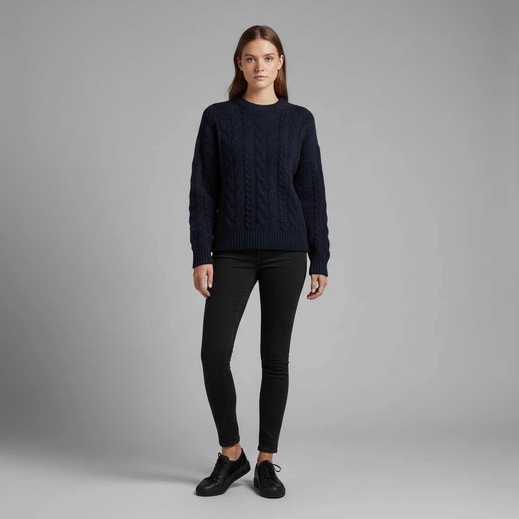 Cable Knit Crewneck Sweater