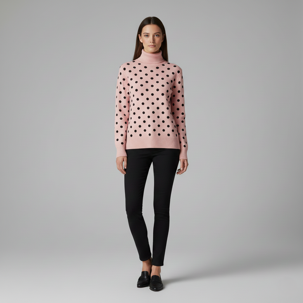 Turtleneck Sweater with Polka Dots