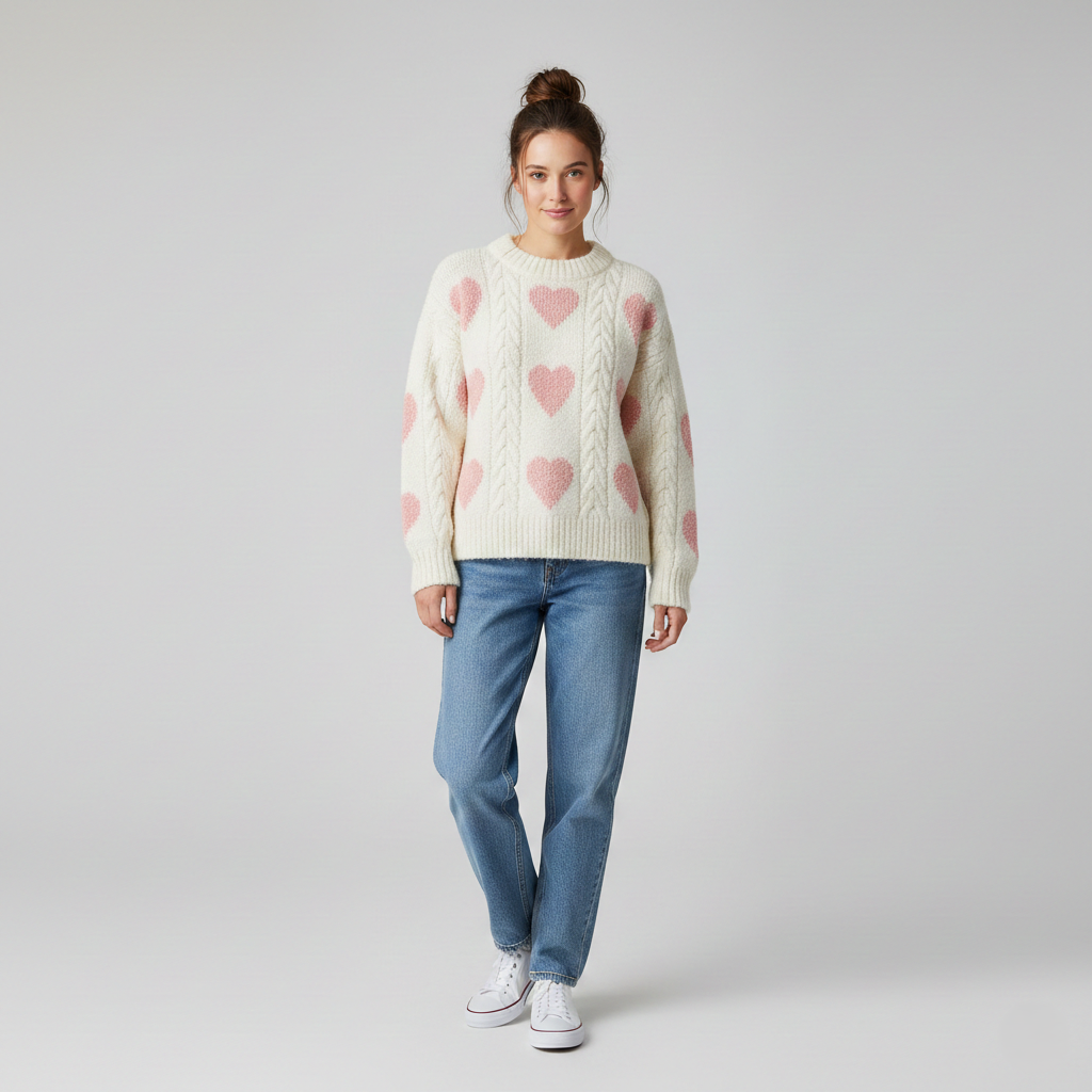 Sweater with Heart Pattern