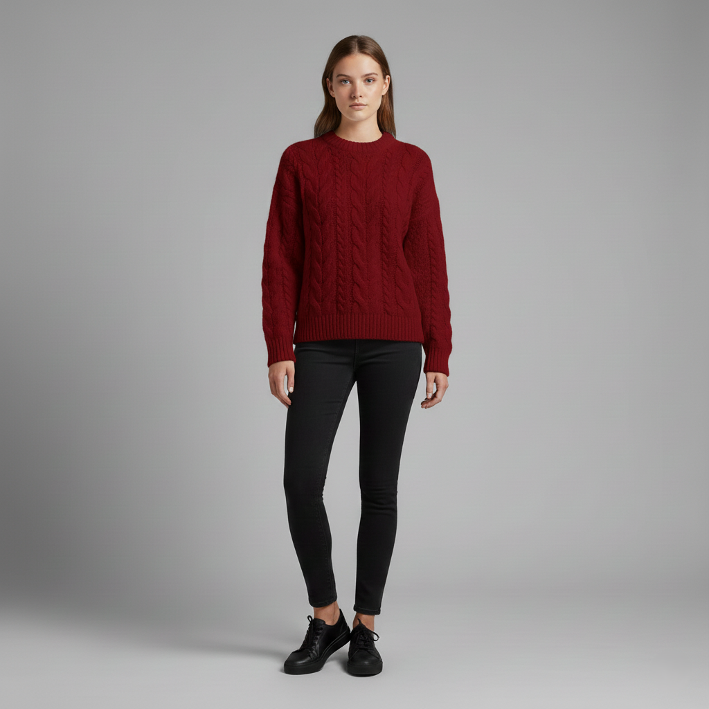 Cable Knit Crewneck Sweater