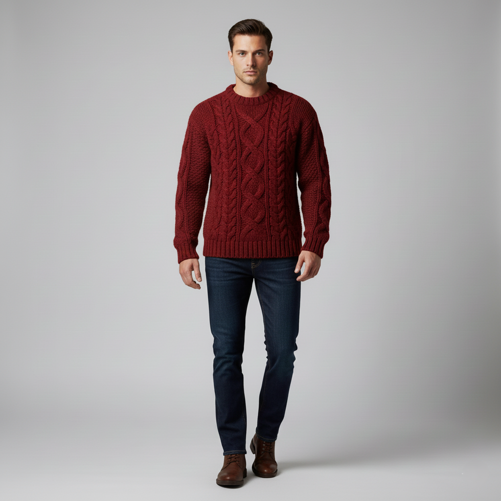 Sweater with Cable Knit Design