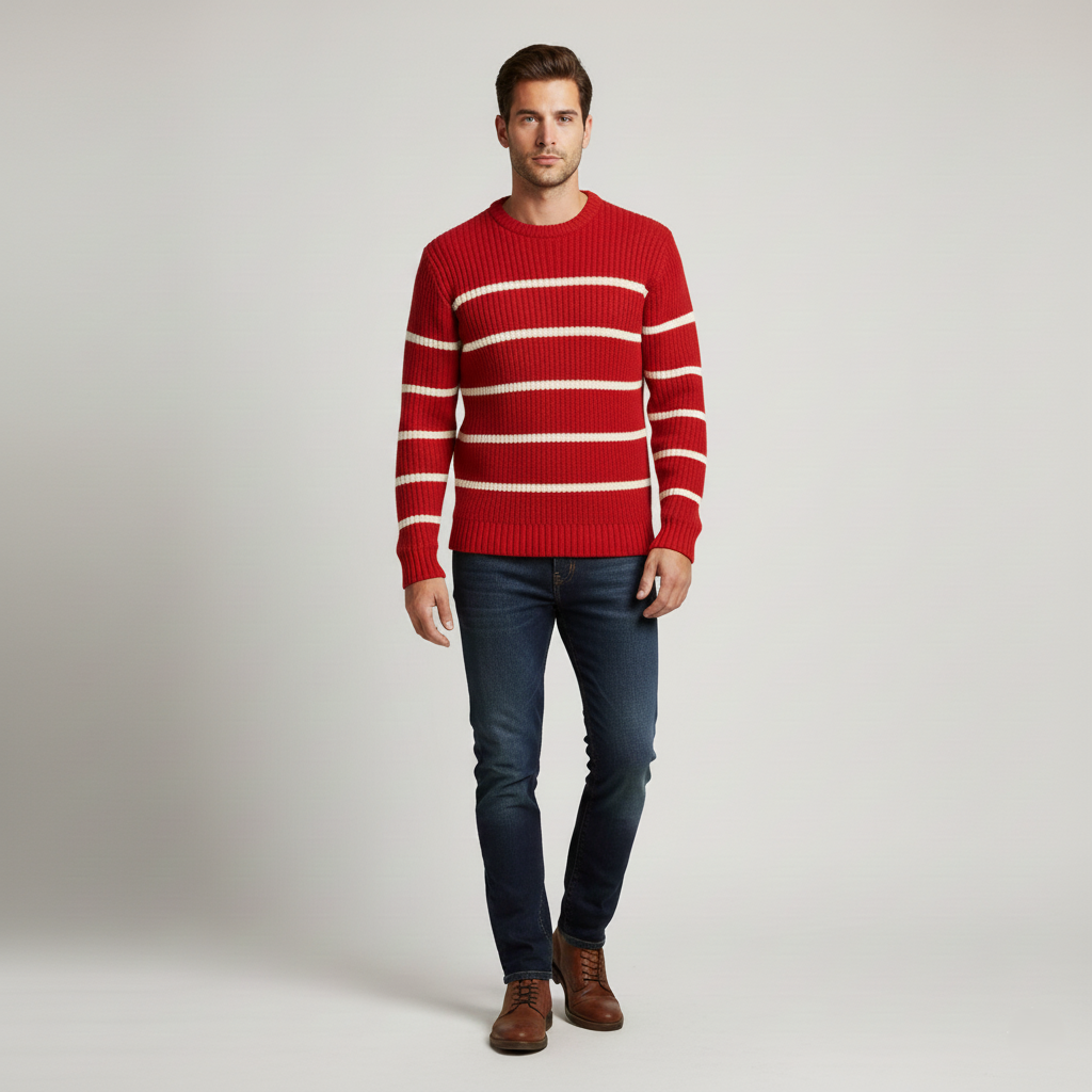 Sweater with Striped Design