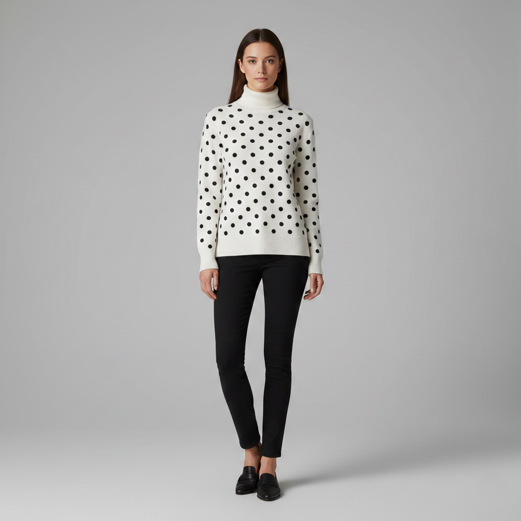 Turtleneck Sweater with Polka Dots