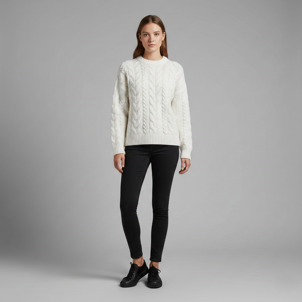 Cable Knit Crewneck Sweater