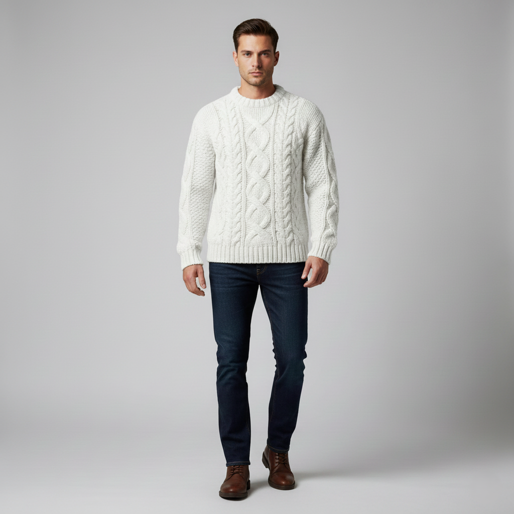 Sweater with Cable Knit Design