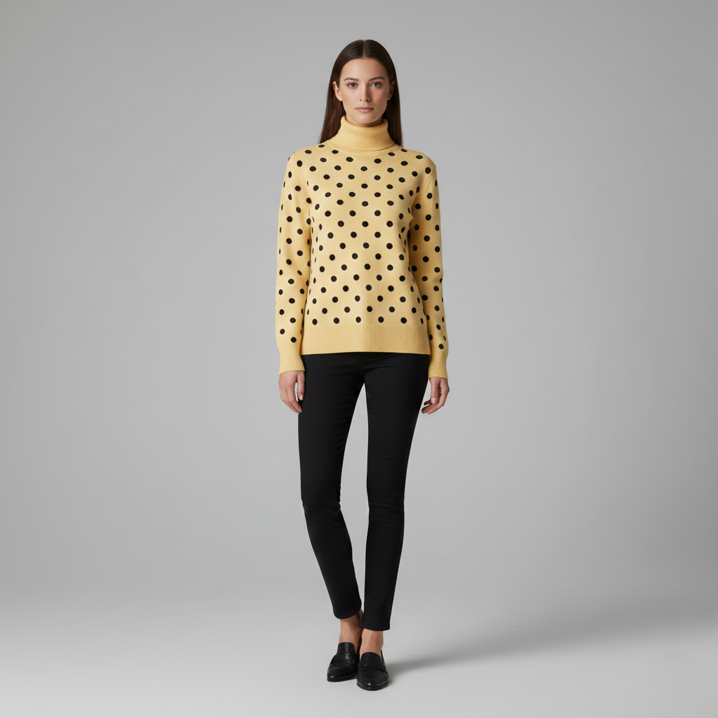 Turtleneck Sweater with Polka Dots