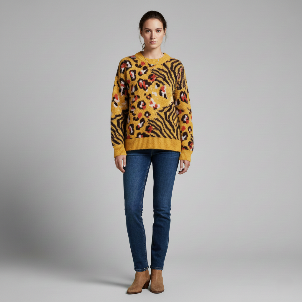 Sweater with Leopard and Zebra Print